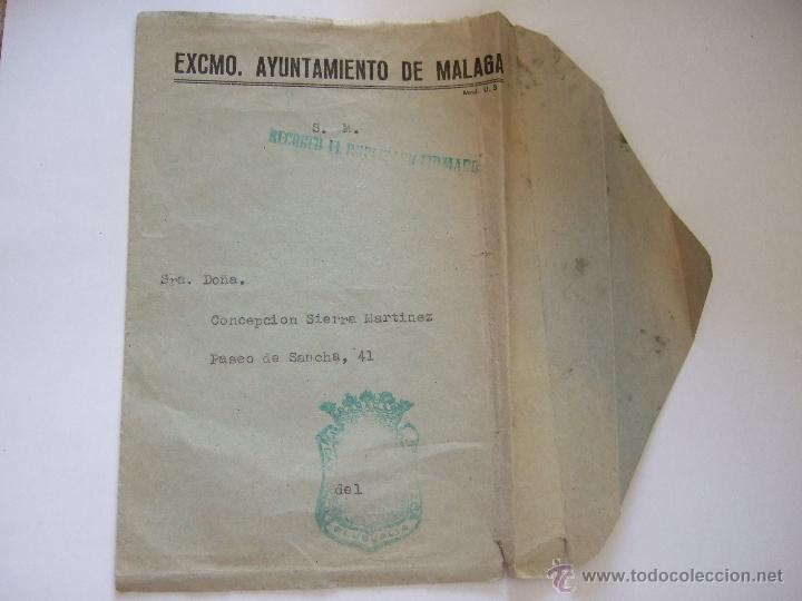 Colecionismo: SOBRE CON MEMBRETE AYUNTAMIENTO DE MALAGA