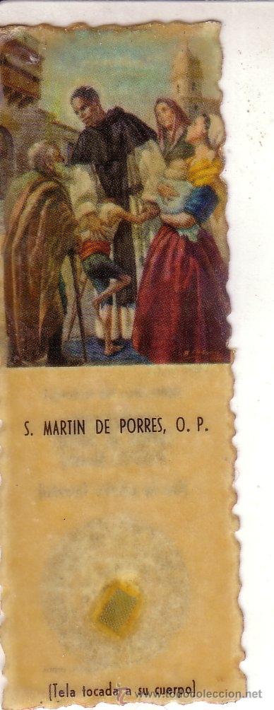 Coleccionismo: ANTIGUA ESTAMPA CON RELIQUIA DE SAN MARTIN DE PORRES