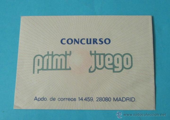 Coleccionismo: SOBRE CONCURSO PRIMI JUEGO - Foto 1