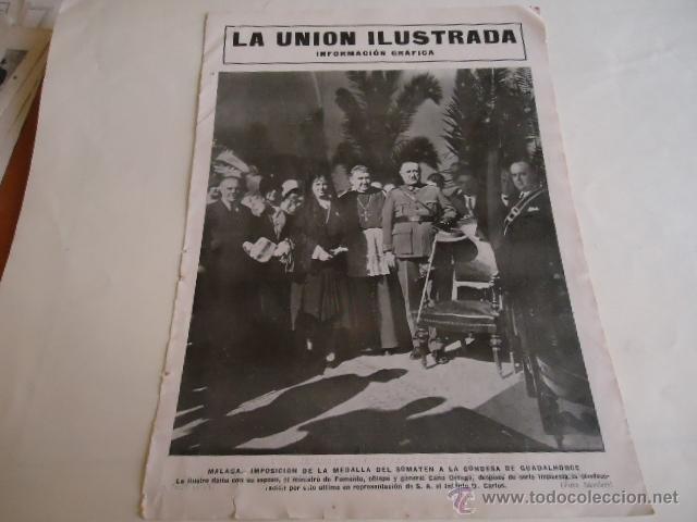 Collecting paper: 1926 - hoja actualidad - malaga , imposicion medalla del somanten ala condesa de guadalhorce