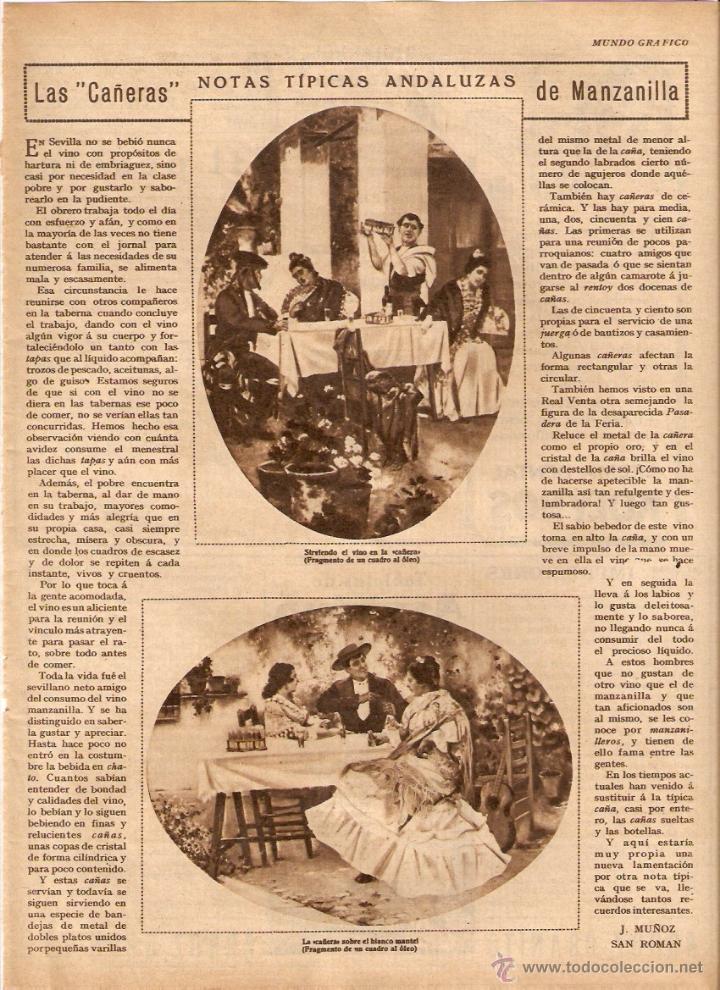 Colecionismo: A&Ntilde;O 1928 SEVILLA TAPAS CA&Ntilde;AS CA&Ntilde;ERAS MANZANILLA COSTUMBRES TIPICAS ANDALUZAS