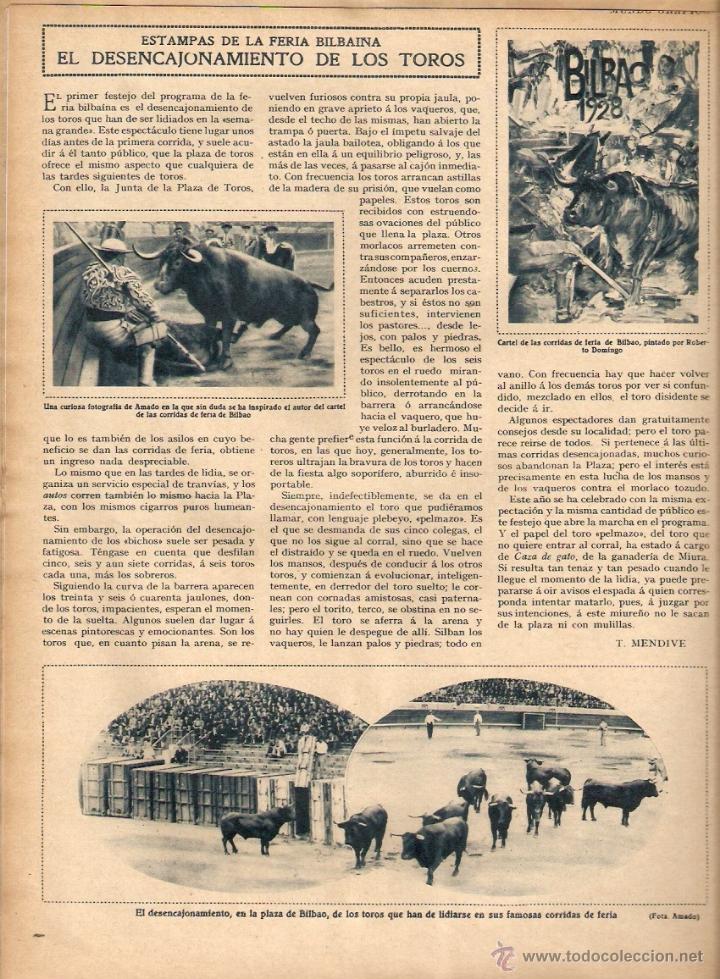 Colecionismo: A&Ntilde;O 1928 RECORTE PRENSA FERIA BILBAO DESENCAJONAMIENTO DE LOS TOROS