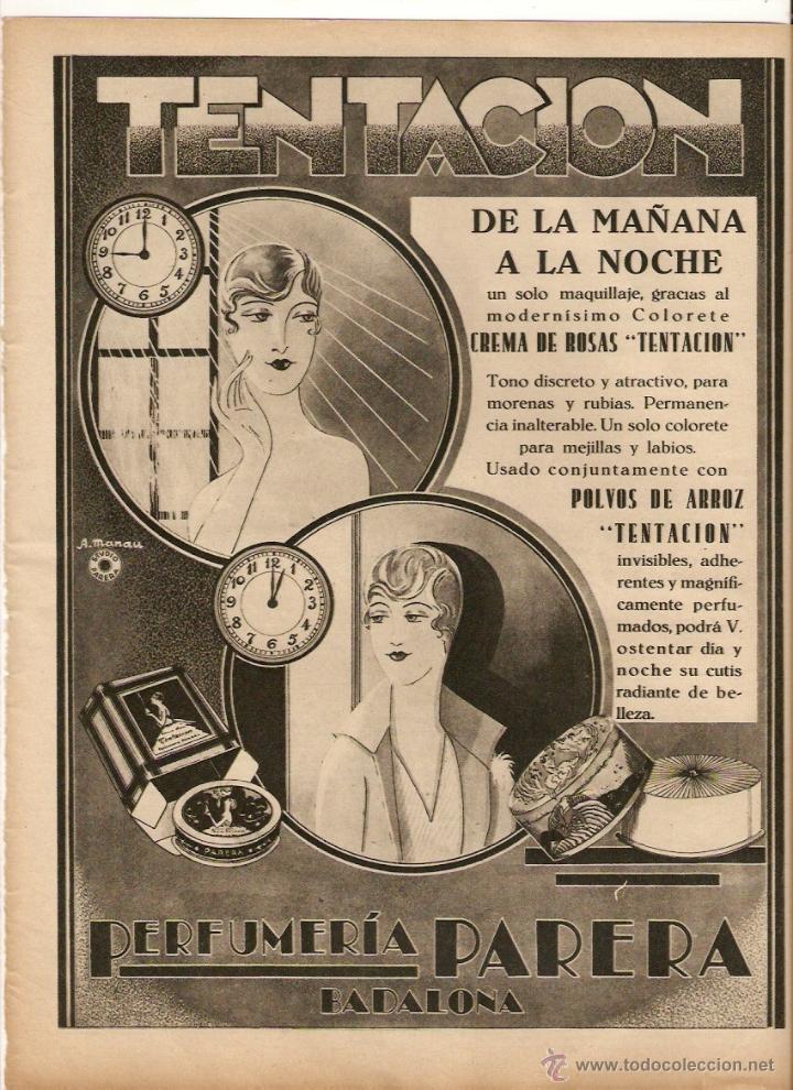 Coleccionismo: A&Ntilde;O 1930 RECORTE PUBLICIDAD TENTACION PERFUMERIA PARERA BADALONA