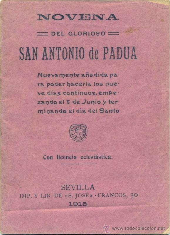 Coleccionismo: SEVILLA, 1915, NOVENA A SAN ANTONIO DE PADUA,32 PAGS.
