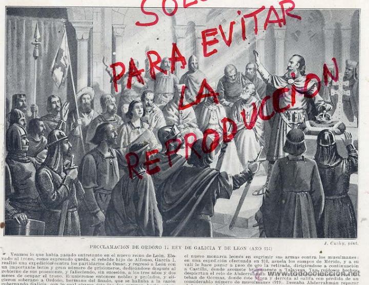 Coleccionismo: GALICIA Y LEON A&Ntilde;O 914 PROCLAMACION DE ORDO&Ntilde;O II REY HOJA LIBRO 1910