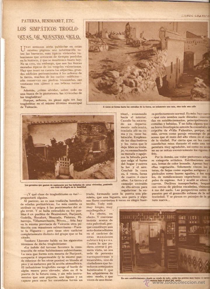 Coleccionismo: A&Ntilde;O 1930 RECORTE PRENSA PATERNA BENIMANET TROGLODITAS VALENCIA VIVIENDAS BAJO TIERRA