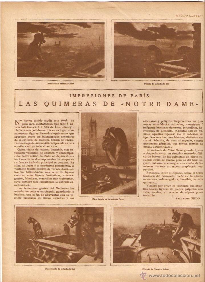 Coleccionismo: A&Ntilde;O 1930 RECORTE PRENSA JABON HENO DE PRAVIA QUIMERAS DE NOTRE DAME PARIS ESCULTURAS FACHADA