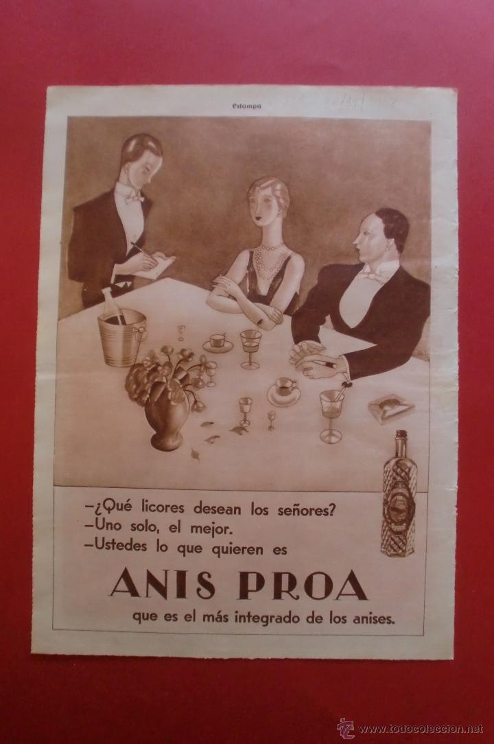Coleccionismo: HOJA SUELTA ESTAMPA 26/11/1932 ANIS PROA