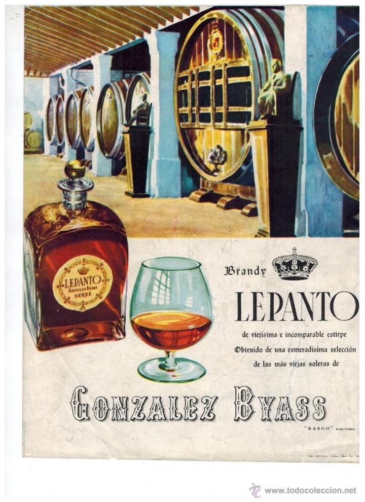 Coleccionismo: A&Ntilde;OS 30 RECORTE PUBLICIDAD BRANDY LEPANTO BODEGAS GONZALEZ BYASS CO&Ntilde;AC BEBIDAS