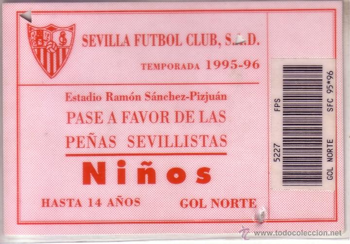 Collecting paper: SEVILLA FUTBOL CLUB - PASE A FAVOR DE LAS PE&Ntilde;AS SEVILLISTAS  - 1995/96 - NI&Ntilde;OS