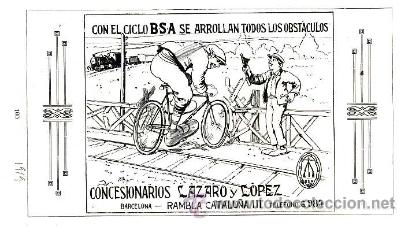 Coleccionismo: CICLISMO 1919 BICICLETAS BSA BARCELONA HOJA LIBRITO