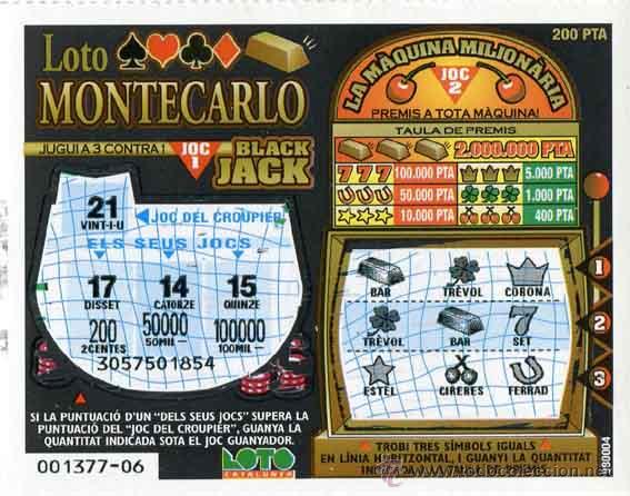 Coleccionismo: rasca - loto rapid catalunya - loto montecarlo - tama&ntilde;o 10x8 cm.