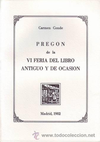 Colecionismo: CONDE, Carmen: PREGON DE LA VI FERIA DEL LIBRO Y DE OCASION.
