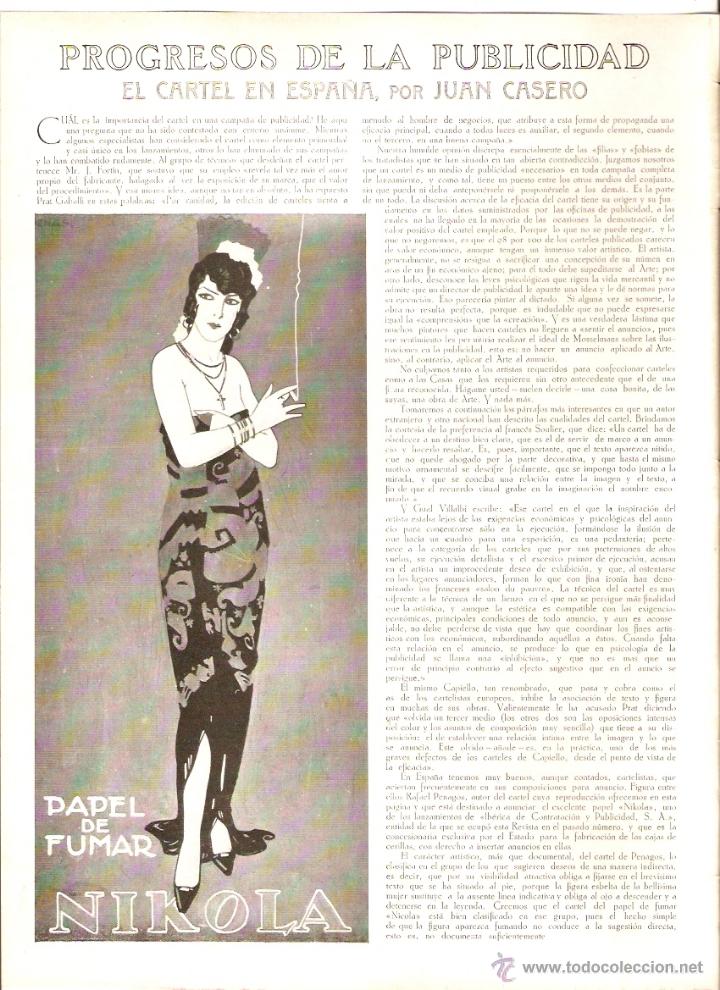 Collezionismo: A&Ntilde;O 1922 HOJA REPORTAJE PROGRESOS DE LA PUBLICIDAD EL CARTEL EN ESPA&Ntilde;A JUAN CASERO