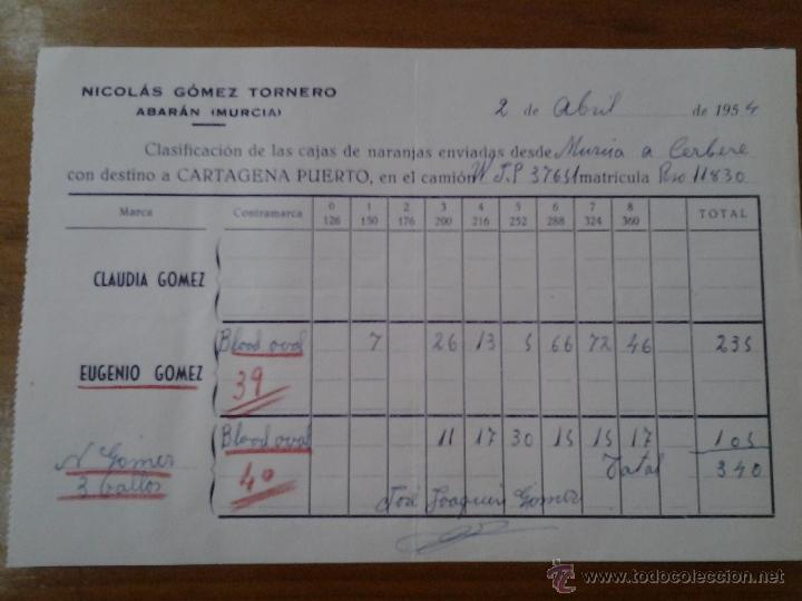 Collectionnisme: ANTIGUO RECIBO CAJAS DE NARANJAS PUERTO DE CARTAGENA ABARAN MURCIA