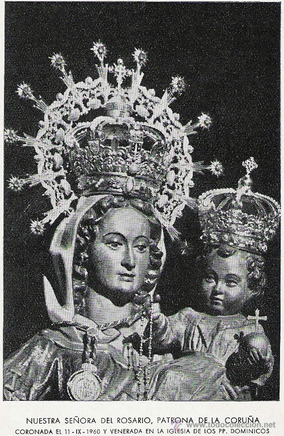 Sammelleidenschaft Papier: NUESTRA SE&Ntilde;ORA DEL ROSARIO, PATRONA DE LA CORU&Ntilde;A - IMAGEN Y ORACION - 12 X 8 CM.