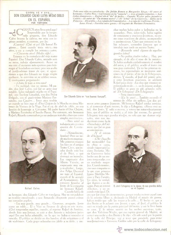 Coleccionismo: A&Ntilde;O 1923 RECORTE PRENSA ENTREVISTA EDUARDO CALVO TEATRO EL ESPA&Ntilde;OL 50 A&Ntilde;OS DE HISTORIA