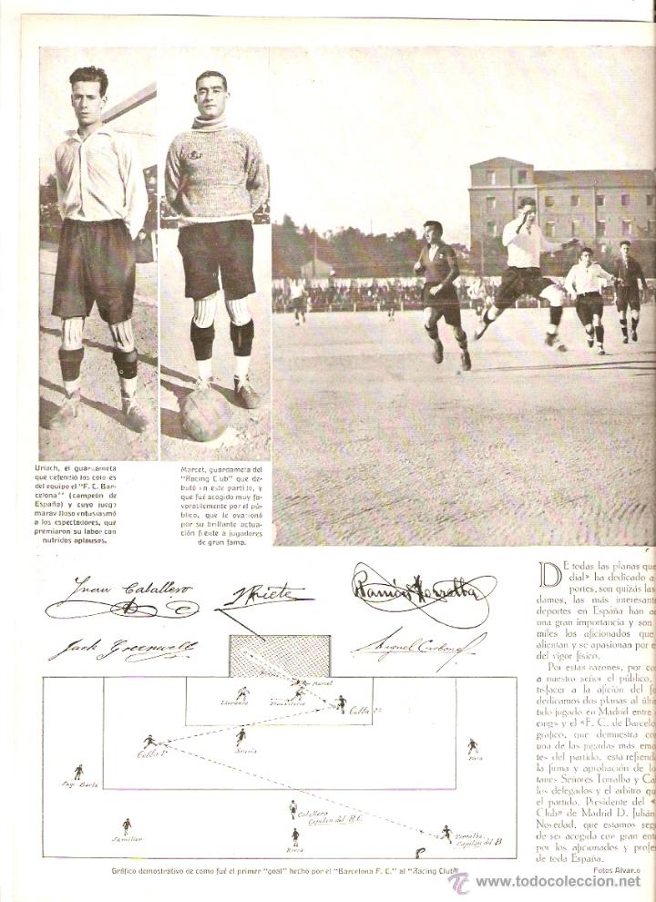 Coleccionismo: A&Ntilde;O 1922 RECORTE PRENSA DEPORTES FUTBOL PARTIDO RACING DE MADRID FUTBOL CLUB BARCELONA URIACH MARCET