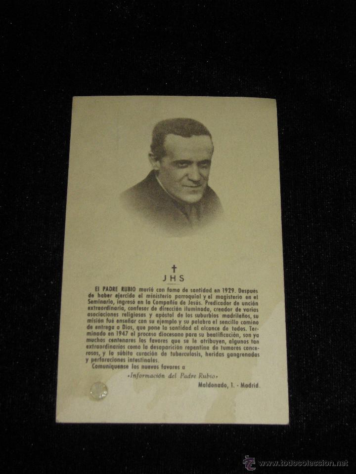 Collezionismo: ESTAMPA RELIGIOSA CON RELIQUIA DEL PADRE RUBIO