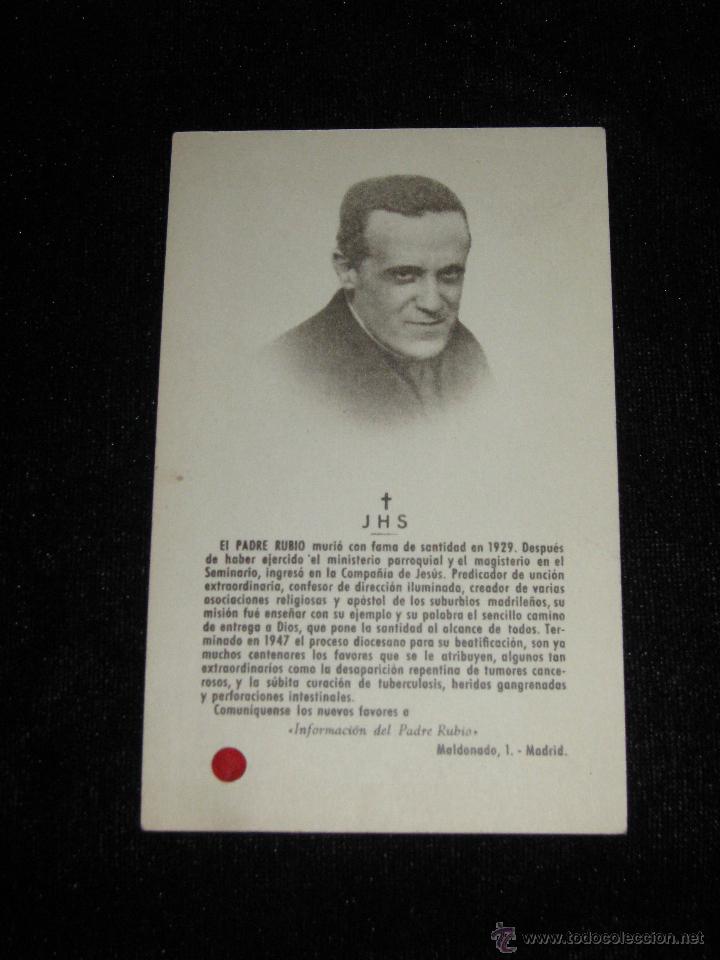 Coleccionismo: ESTAMPA RELIGIOSA CON RELIQUIA DEL PADRE RUBIO