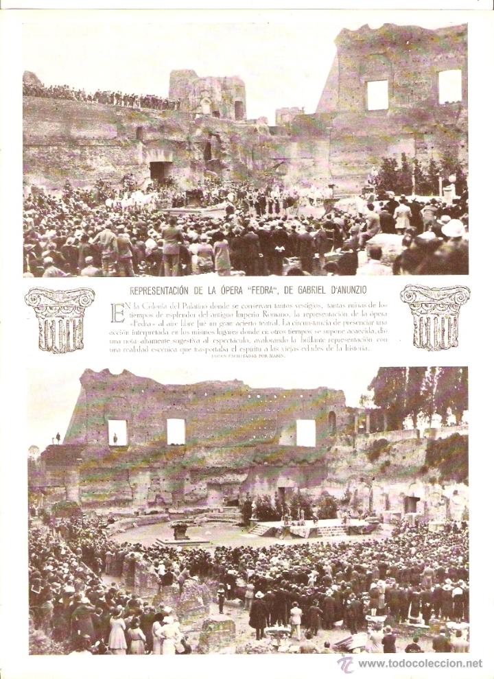 Coleccionismo: A&Ntilde;O 1922 RECORTE PRENSA COLONIA DEL PALATINO ROMA OPERA FEDRA GABRIEL D'ANUNZIO
