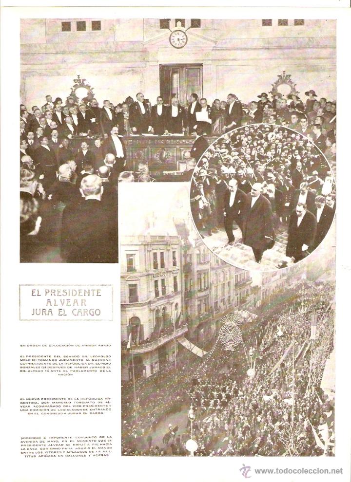 Coleccionismo: A&Ntilde;O 1922 RECORTE PRENSA REPUBLICA ARGENTINA JURAMENTO DEL CARGO PRESIDENTE ALVEAR AVENIDA DE MAYO