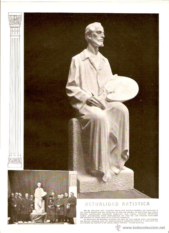 Collecting paper: A&Ntilde;O 1922 RECORTE PRENSA ESCULTURA MONUMENTO EDUARDO ROSALES MATEO INURRIA