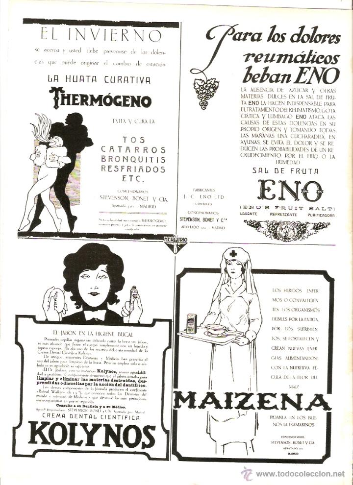 Coleccionismo: A&Ntilde;O 1922 RECORTE PRENSA PUBLICIDAD THERMOGENO MAIZENA SAL DE FRUTA ENO KOLYNOS