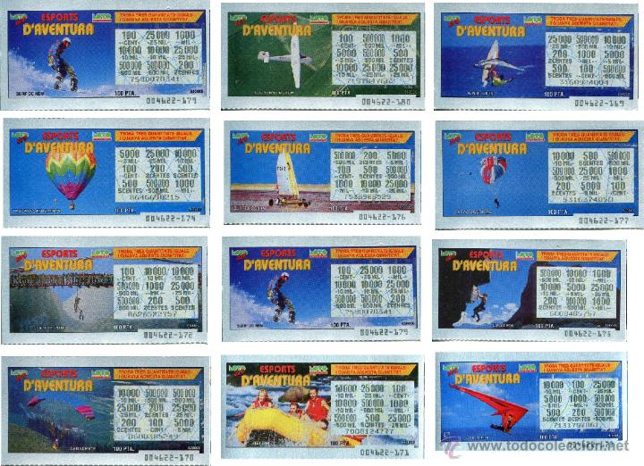 Coleccionismo: rasca, loteria - loto catalunya - esports de aventura, serie de 12 - deportes de aventura