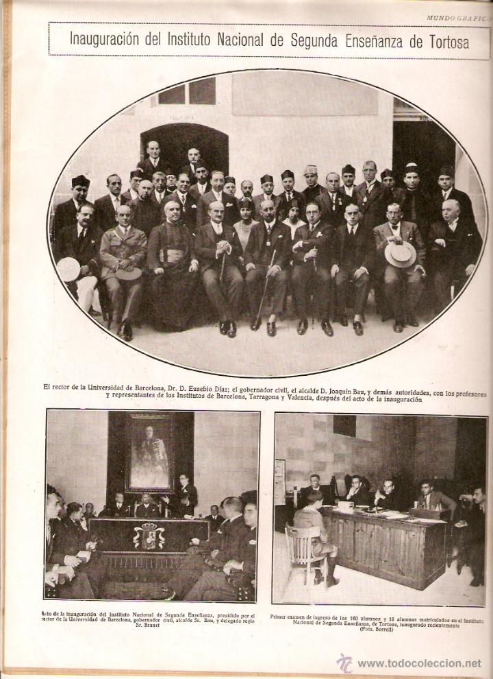 Colecionismo: A&Ntilde;O 1928 RECORTE PRENSA TORTOSA INSTITUT INSTITUTO NACIONAL DE SEGUNDA ENSE&Ntilde;ANZA INAUGURACION