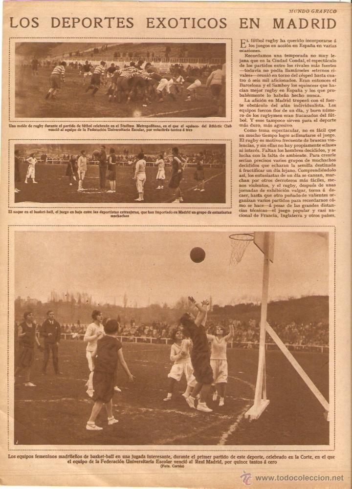 Colecionismo: A&Ntilde;O 1928 RECORTE PRENSA DEPORTES EXOTICOS EN MADRID RUGBY BASQUET FEMENINO