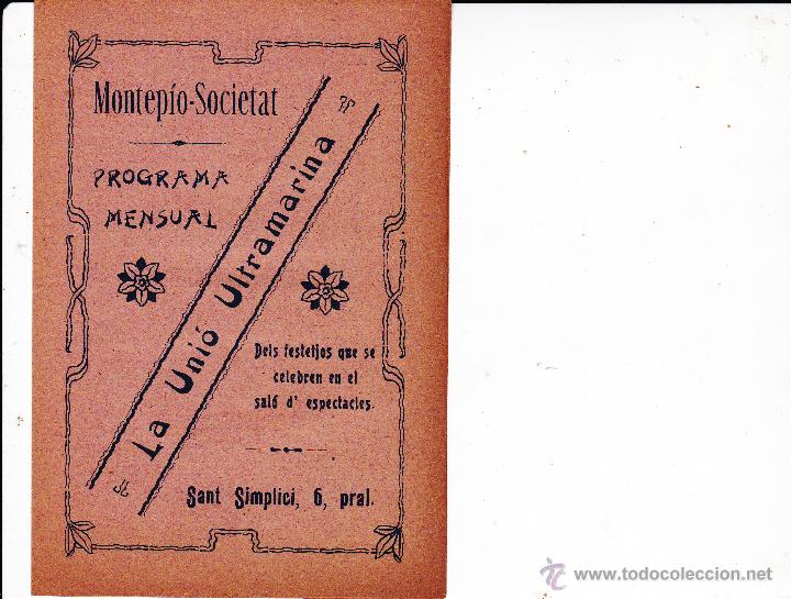 Coleccionismo: Montepio Societat La Uni&oacute; Ultramarina 1919