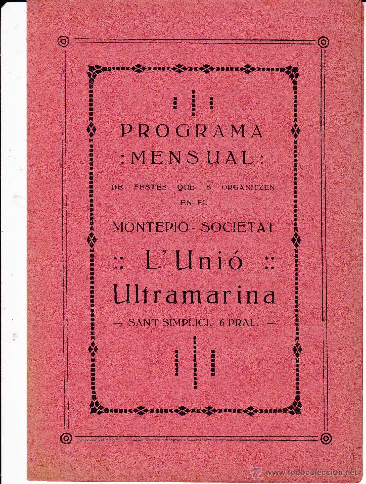 Coleccionismo: Montepio Societat La Uni&oacute; Ultramarina 1921 Barcelona