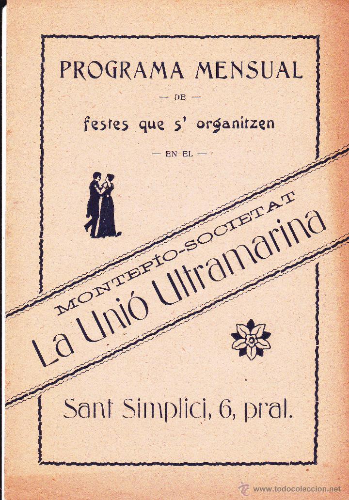Coleccionismo: Montepio Societat La Uni&oacute; Ultramarina 1920 Barcelona