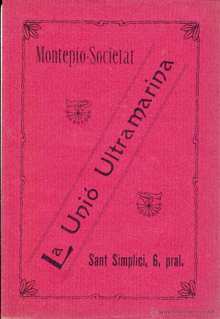 Coleccionismo: Montepio Societat La Uni&oacute; Ultramarina 1919 Barcelona