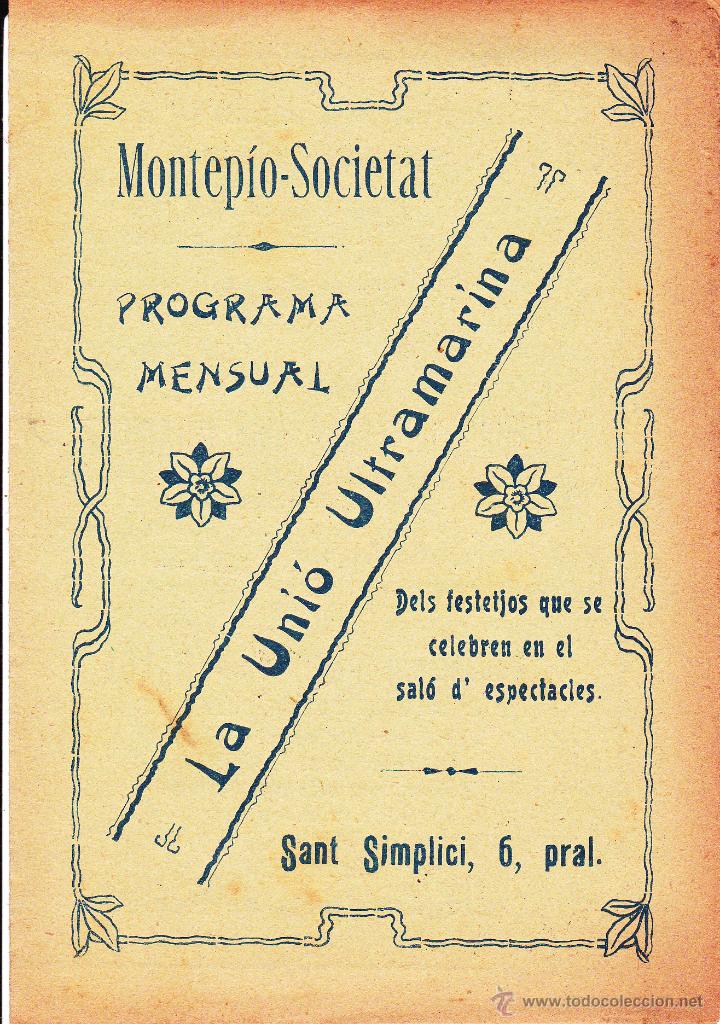 Coleccionismo: Montepio Societat La Uni&oacute; Ultramarina 1919 Barcelona