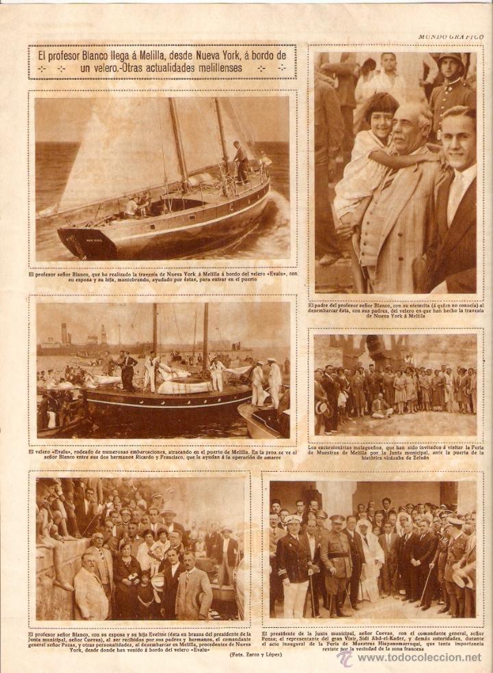 Collecting paper: A&Ntilde;O 1930 MELILLA LLEGADA DEL PROFESOR BLANCO DESDE NUEVA YORK A BORDO DE UN VELERO