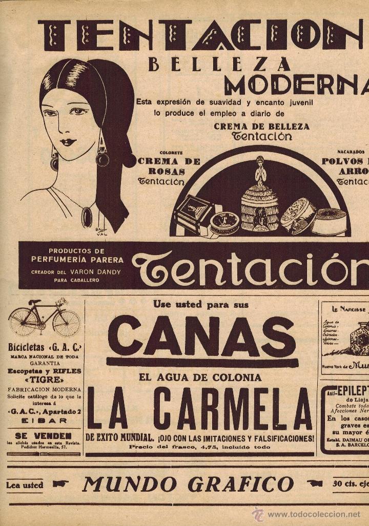 Coleccionismo: A&Ntilde;O 1928 RECORTE PRENSA PUBLICIDAD TENTACION PERFUMERIA PARERA BADALON COLONIA LA CARMELA