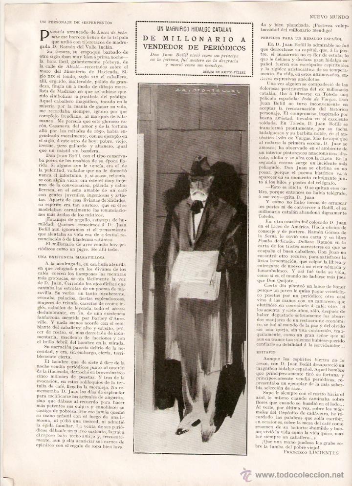 Collezionismo: A&Ntilde;O 1928 RECORTE PRENSA JOAN JUAN BOFILL HIDALGO CATALAN DE MILLONARIO A VENDEDOR DE PERIODICOS