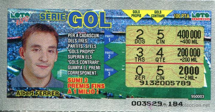 Coleccionismo: Rasca - loto rapid catalunya - serie gol - Albert Ferrer, futbol barcelona, bar&ccedil;a - 9x5