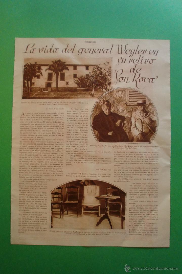 Coleccionismo: EL GENERAL WEYLER EN SON ROCA MALLORCA - HOJA SUELTA ESTAMPA 11/11/1930 N&ordm; 148