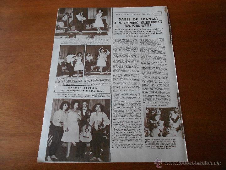 Coleccionismo: RECORTE DE PRENSA ORIGINAL: CARMEN SEVILLA EN EL BERLIN HILTON (AL LADO: ISABEL DE FRANCIA)