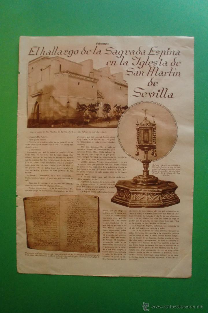 Coleccionismo: LA SAGRADA ESPINA EN SAN MARTIN SEVILLA - HOJA SUELTA ESTAMPA N&ordm; 147 04/11/1930