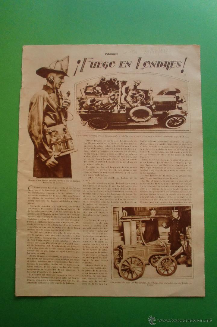 Coleccionismo: BOMBEROS DE LONDRES - HOJA SUELTA ESTAMPA N&ordm; 154 20/12/1930