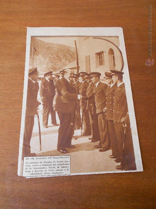 Collezionismo: RECORTE PRENSA ORIGINAL 1935: FOTO MINISTRO DE MARINA SR RAHOLA EN BARCELONA EN LA AERONAUTICA NAVAL