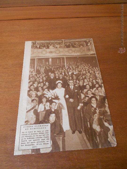 Collezionismo: RECORTE PRENSA ORIGINAL 1935: JUEGOS FLORALES BARCELONA, SRT&ordf; PEPITA RADELL Y EL POETA SR. ROQUELLAS