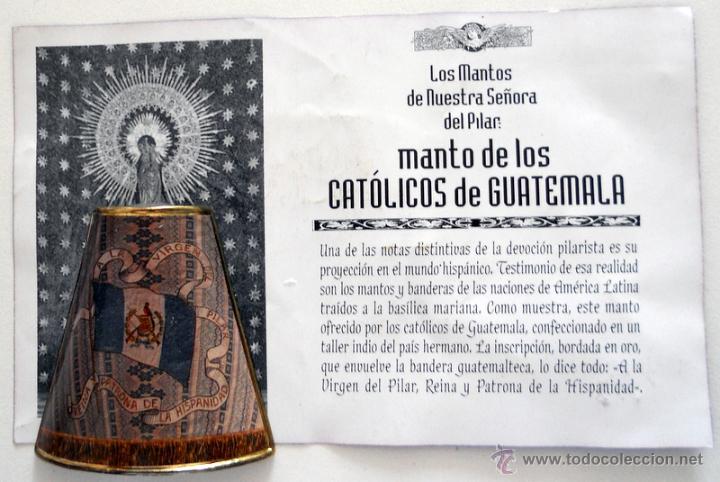 Coleccionismo: Manto VIRGEN DEL PILAR. CATOLICOS de GUATEMALA. Colecci&oacute;n Heraldo de Arag&oacute;n. Met&aacute;lico Policromado.