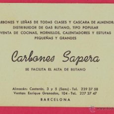 Coleccionismo: TARJETA. CARBONES SAPERA, S/F.