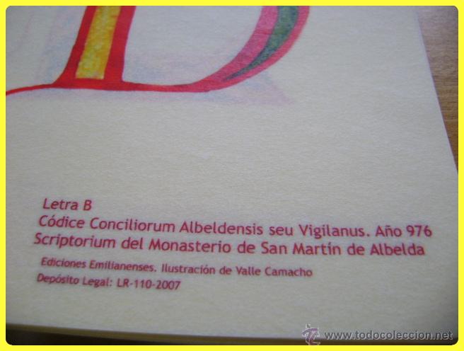 Coleccionismo: Abecedario completo del C&oacute;dice Albeldense. Ediciones Emilianenses, 2007. - Foto 2