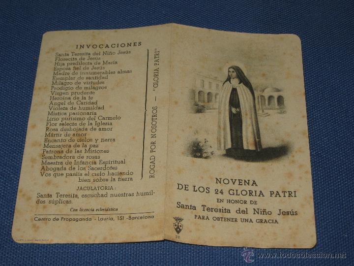 Coleccionismo: ESTAMPA DIPTICO DE LOS 24 GLORIA PATRI EN HONOR SANTA TERESITA DEL NI&Ntilde;O JESUS - PARA OBTENER GRACIA